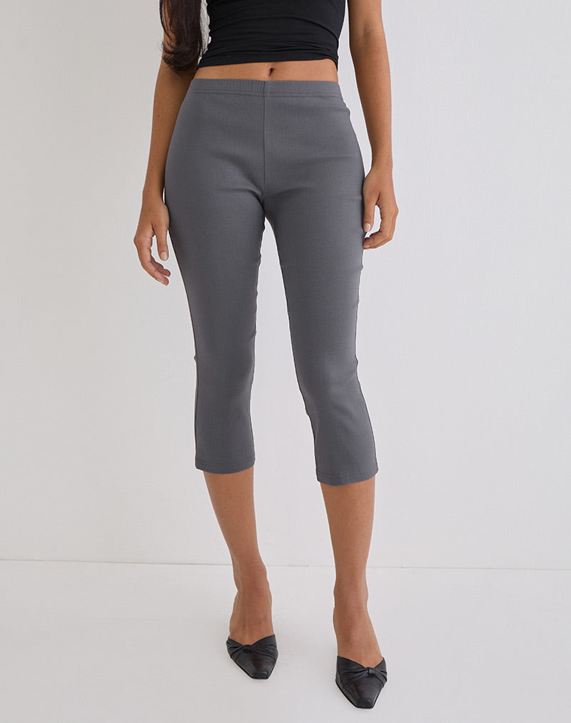 Image of Asla Cropped Capri Trouser in Stretch Tailoring Charcoal