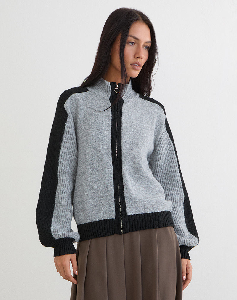 Image of Asrar Jumper in Knit Grey and Black