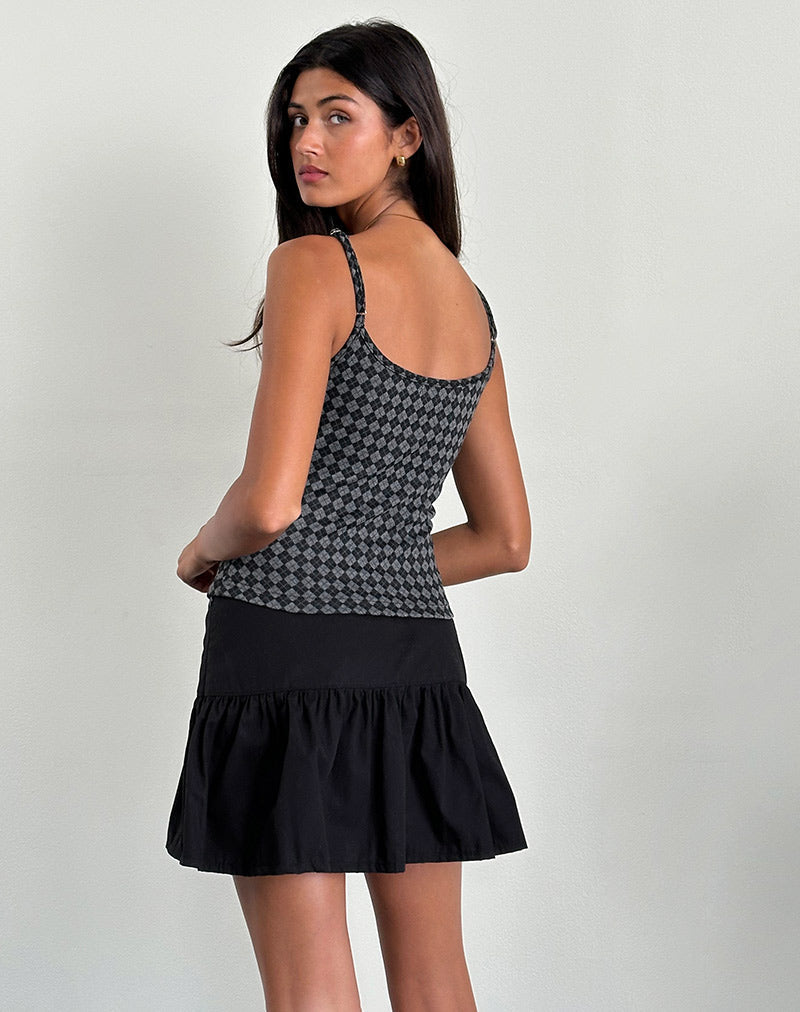 Image of Atarah Knit Cami Top in Argyle Black Grey