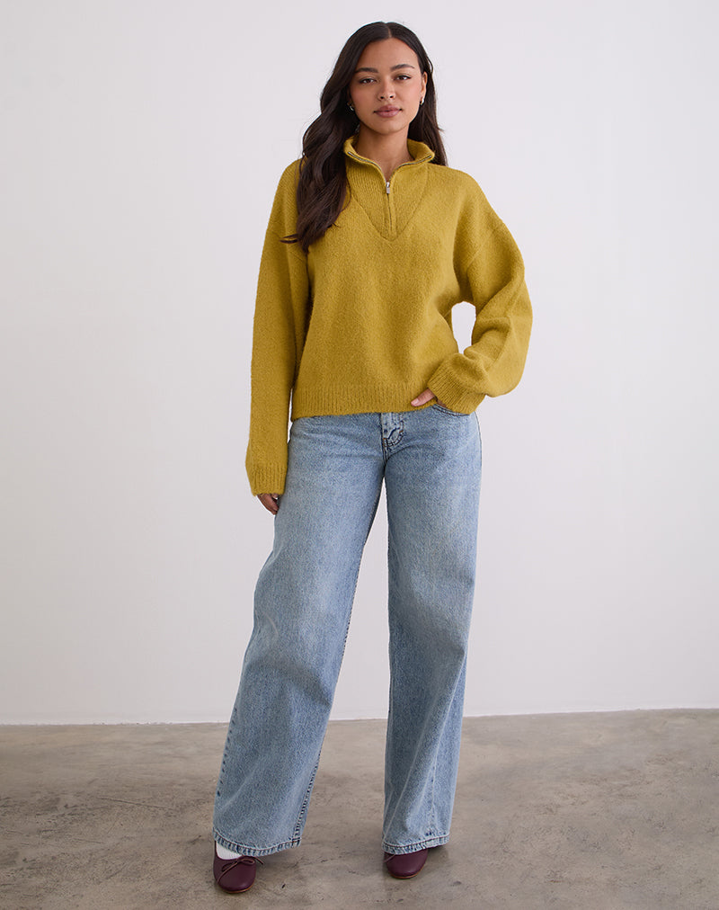 Ochre Mustard Knitted Jumper | Atine – motelrocks-com-us