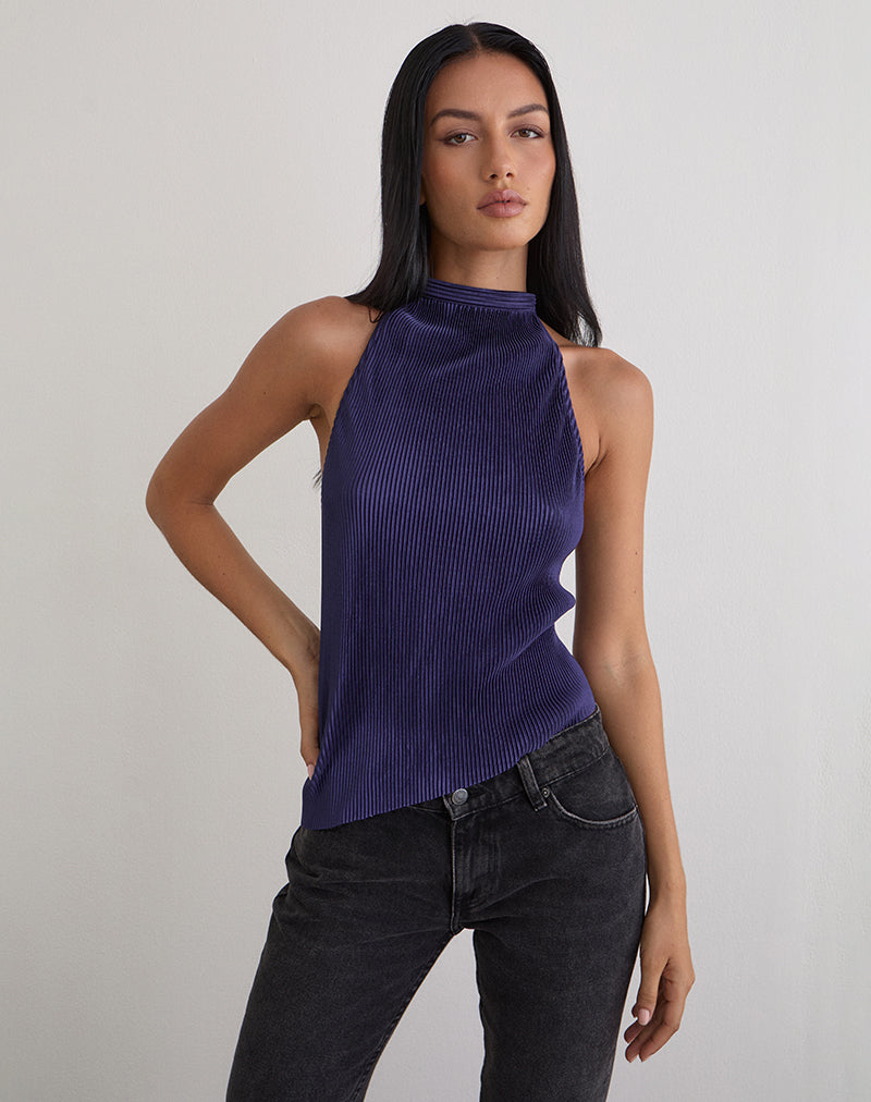 【usagi】HALTER HIGH NECK CAMISOLE TOPS SOLY HUX Women's High Neck Halter Tank Top Sleeveless Draped Open
