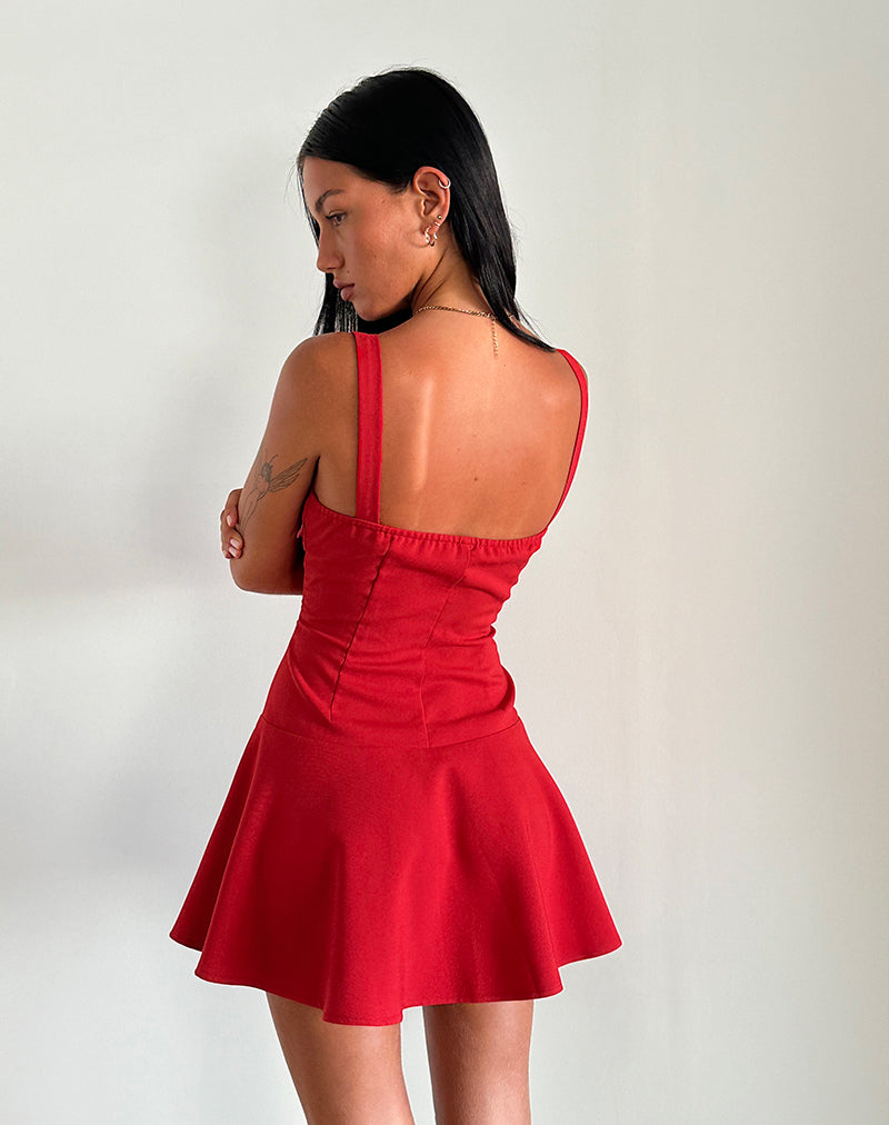 motel rocks red mini dress Riniki Bodycon Mini Dress in Heart Red , Scoop Neckline