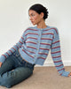 Image of Audrina Cardigan in Blue and Red Stripe