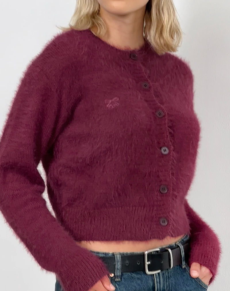 Audrina Cardigan in Fluffy Burgundy