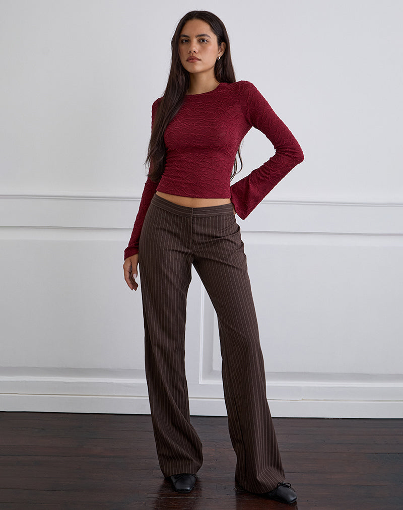 Ganta Slim Trouser in Stripe Chocolate Brown