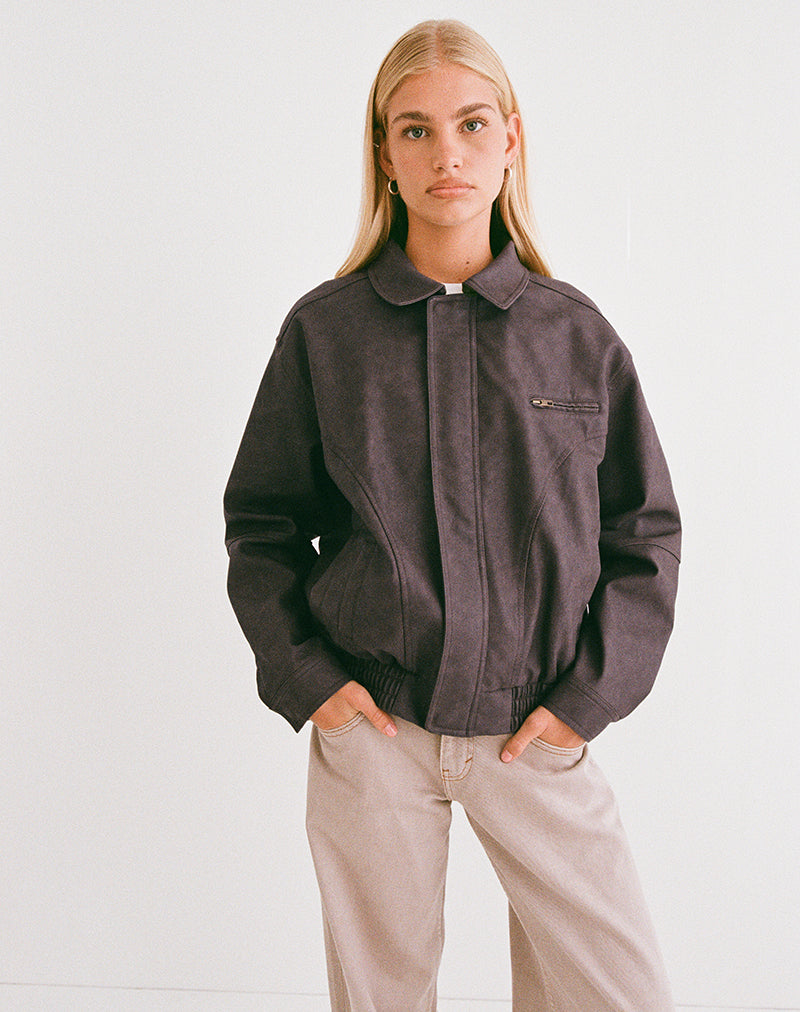 Image of Aviara Cropped Jacket In PU Dark Brown