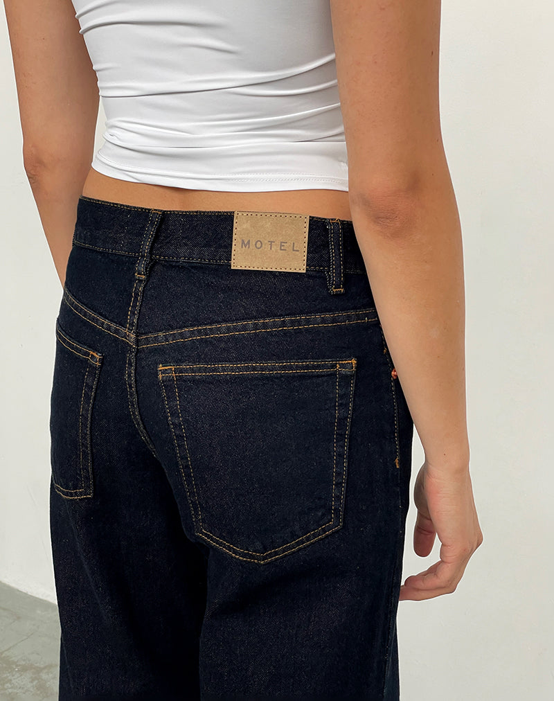 Mid Rise Awkward Parallel Jeans in Indigo