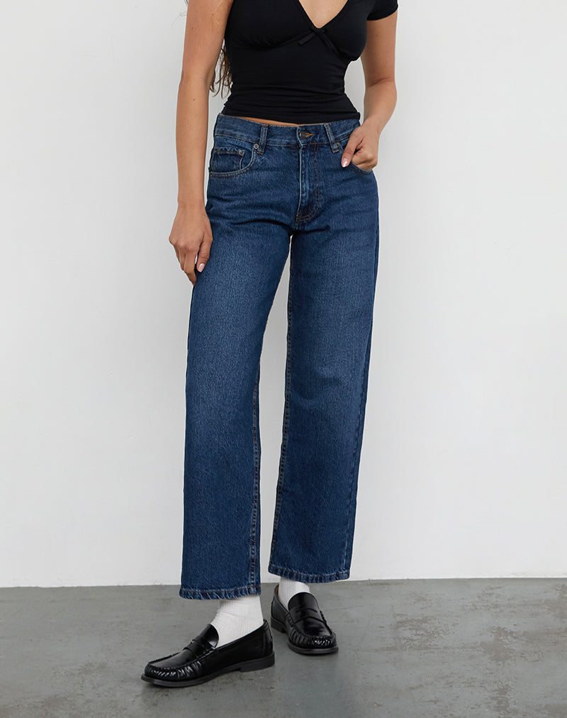 Low Rise Awkward Parallel Jeans in Mid Blue Used