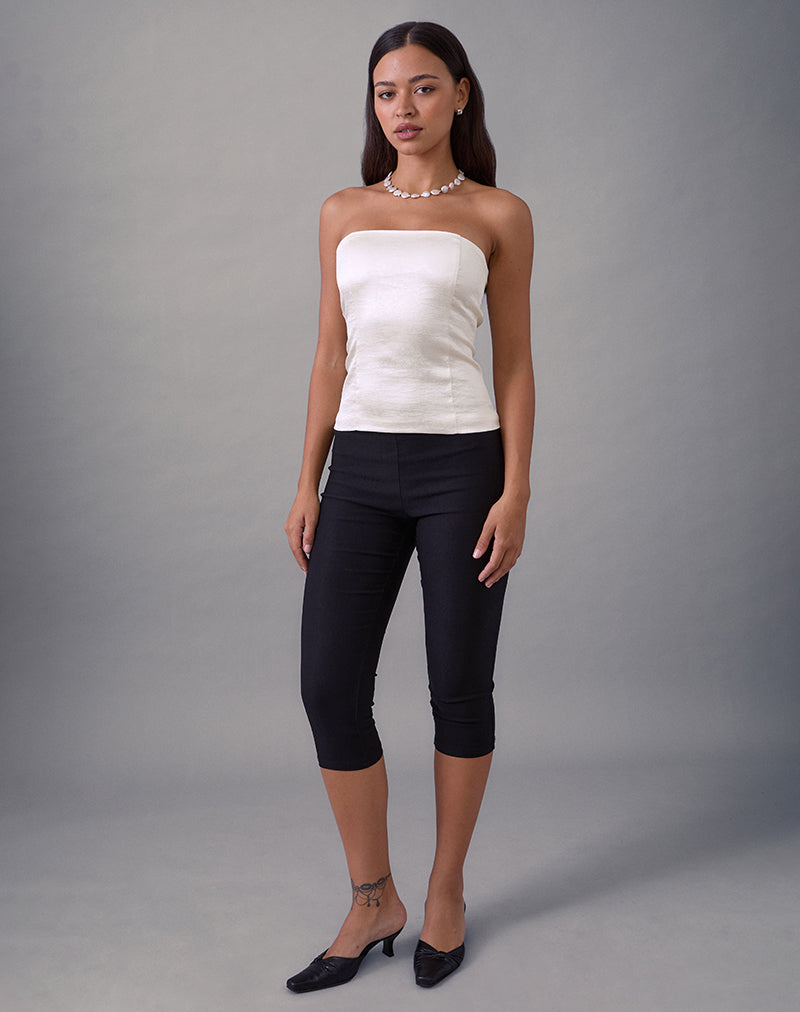Ivory Satin Jacquard Lace Up Corset Top | Ayaka – motelrocks-com-us