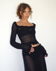 Image of Ayako Frill Fine Knit Top in Black