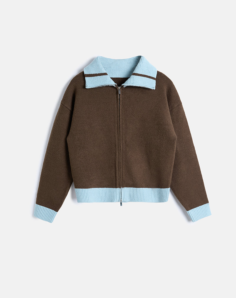 Ayamu Zip Jumper in Knit Brown