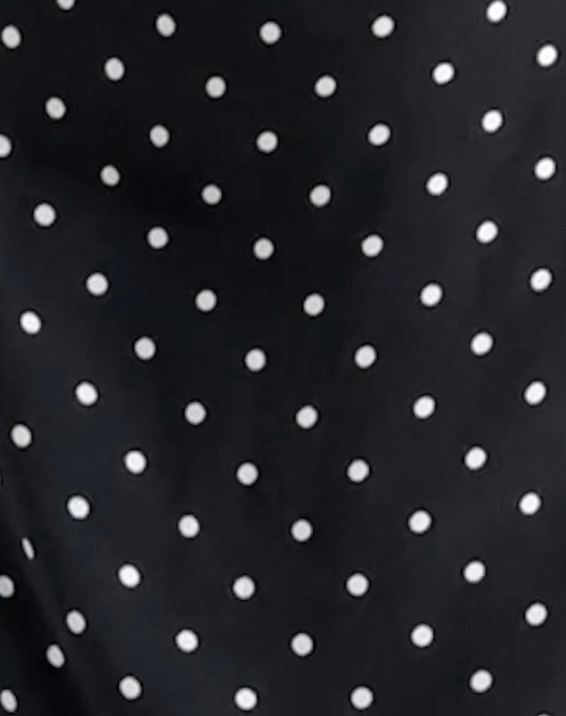 Ayana Backless Mini Dress in Polka Black , Cut Out