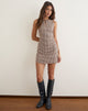 Image of Ayana Backless Mini Dress in Linen Brown Gingham