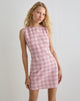 Image of Ayana Backless Mini Dress in Basic Tartan Pink