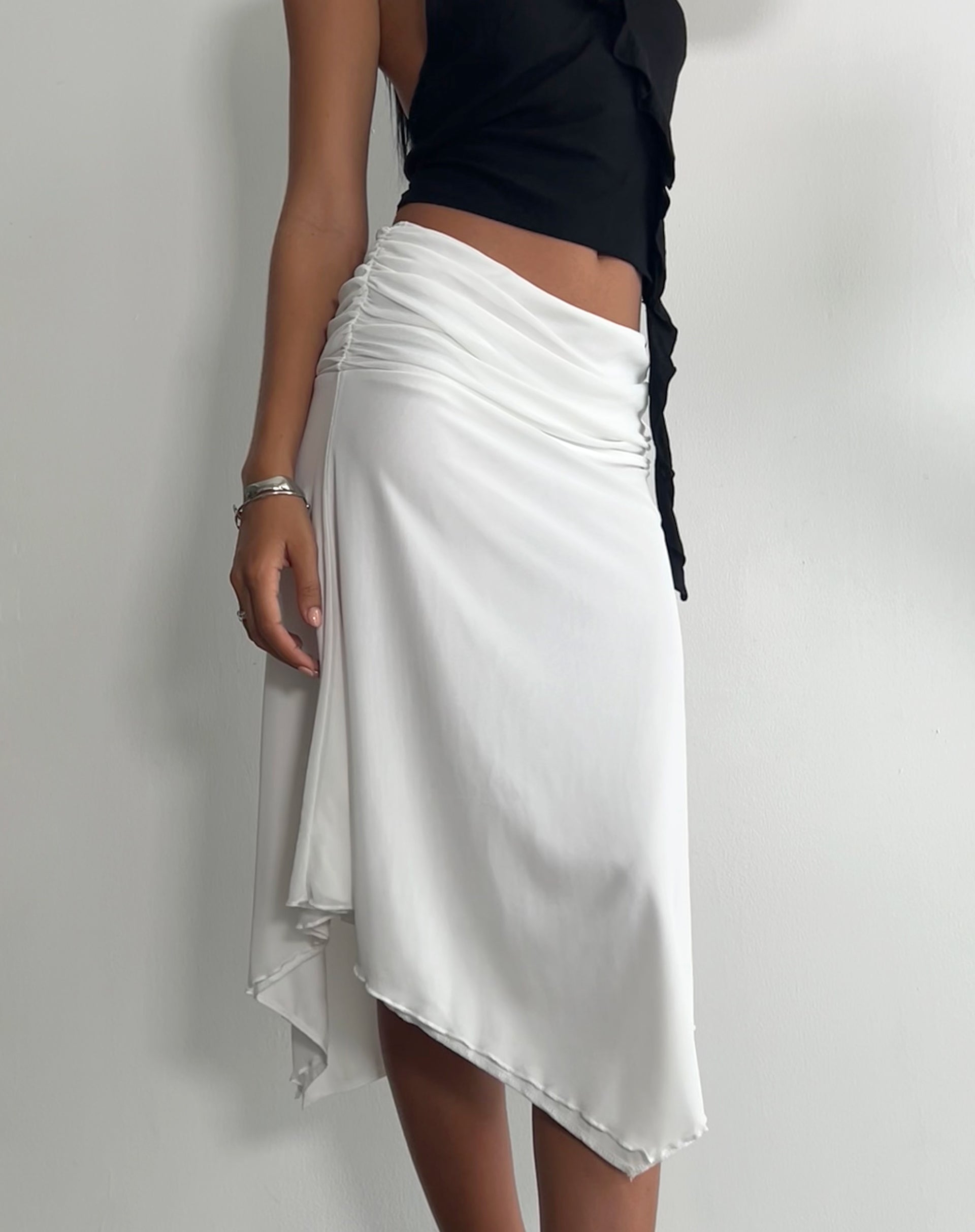 White midi clearance skirt with split