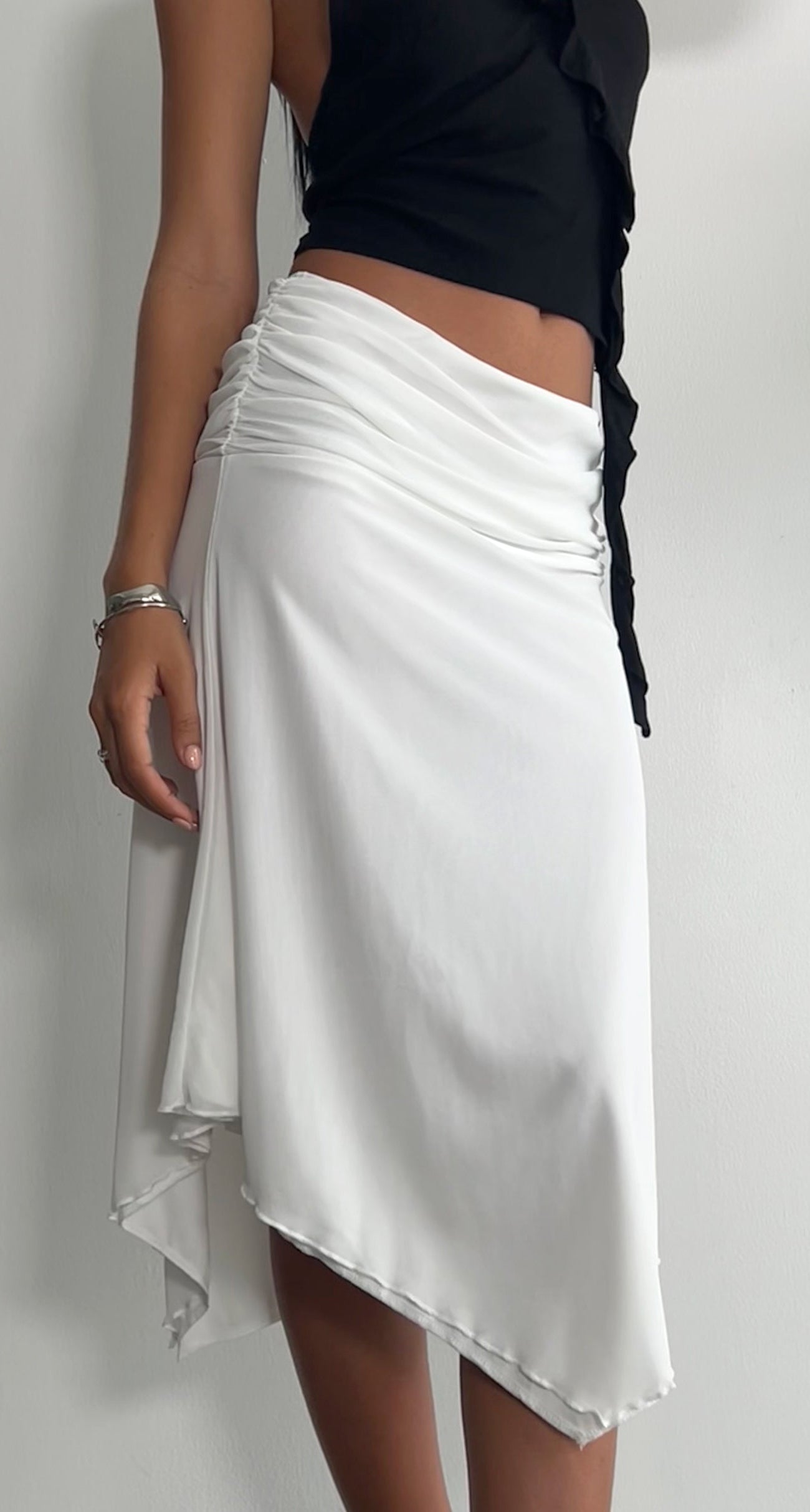 Ivory Midi Side Split Skirt | Chenoa – motelrocks-com-us