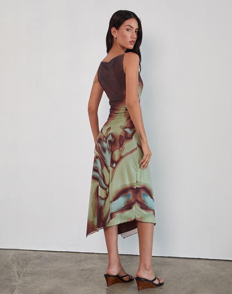 Aysun Midi Dress in Lumen Mesh Brown , Bodycon , Asymmetric , Crew Neck Aysun Midi Dress in Lumen Mesh Brown , Bodycon , Asymmetric , Crew Neck