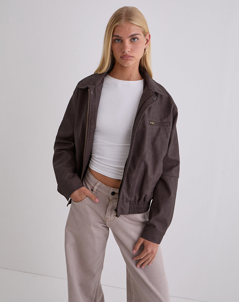 Aviara Jacket In PU Dark Brown