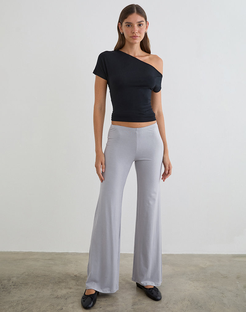 Baku Wide Leg Trouser in Rayon Jersey Lilac Grey