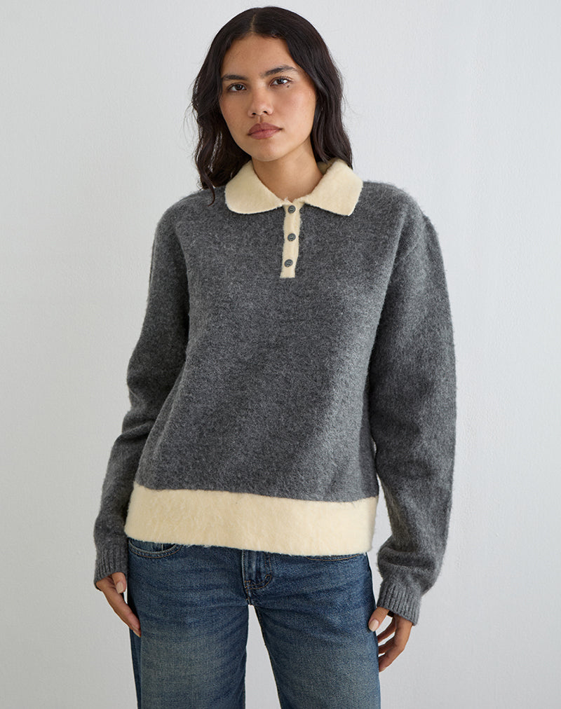 Image of Balamoa Jumper in Knit Grey and Cream