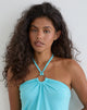 Image of Ballerie Halter Top in Cupro Aqua
