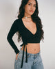 Image of Ballet Long Sleeve Wrap Top in Black Jersey