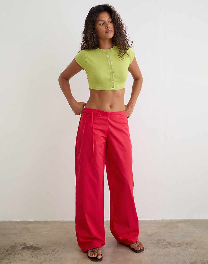 Lily Green Flat Knit Button Up Cropped Cardigan Top | Baniah