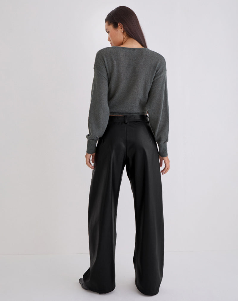 Image of Barvyn Barrel Leg Trouser in PU Black