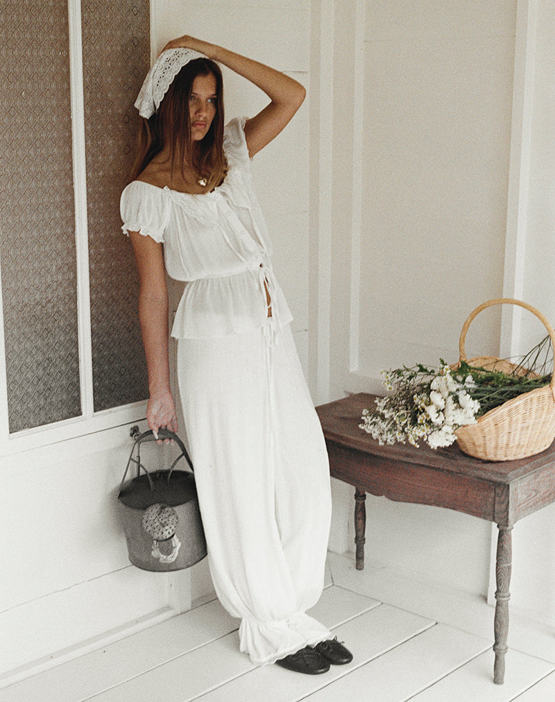 Basma Bloomer Trouser in Rayon White