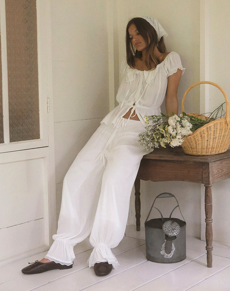 Image of Basma Bloomer Trouser in Rayon White