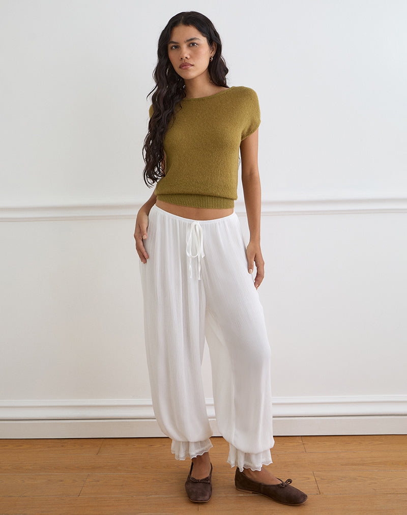 Basma Bloomer Trouser in Rayon White