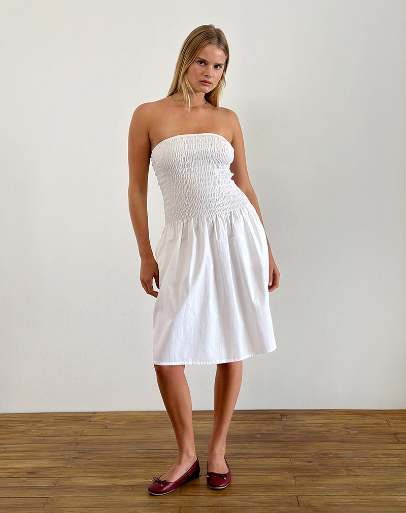 bandeau midi beach dress Abstract Floral Bandeau Fit-and-Flare Midi Dress