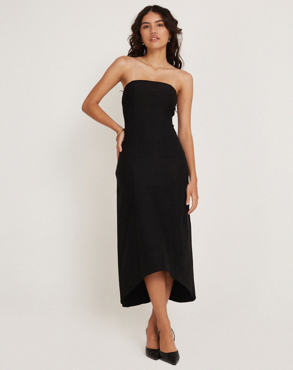 Black Bandeau Midi Dress | Bellini – motelrocks-com-us