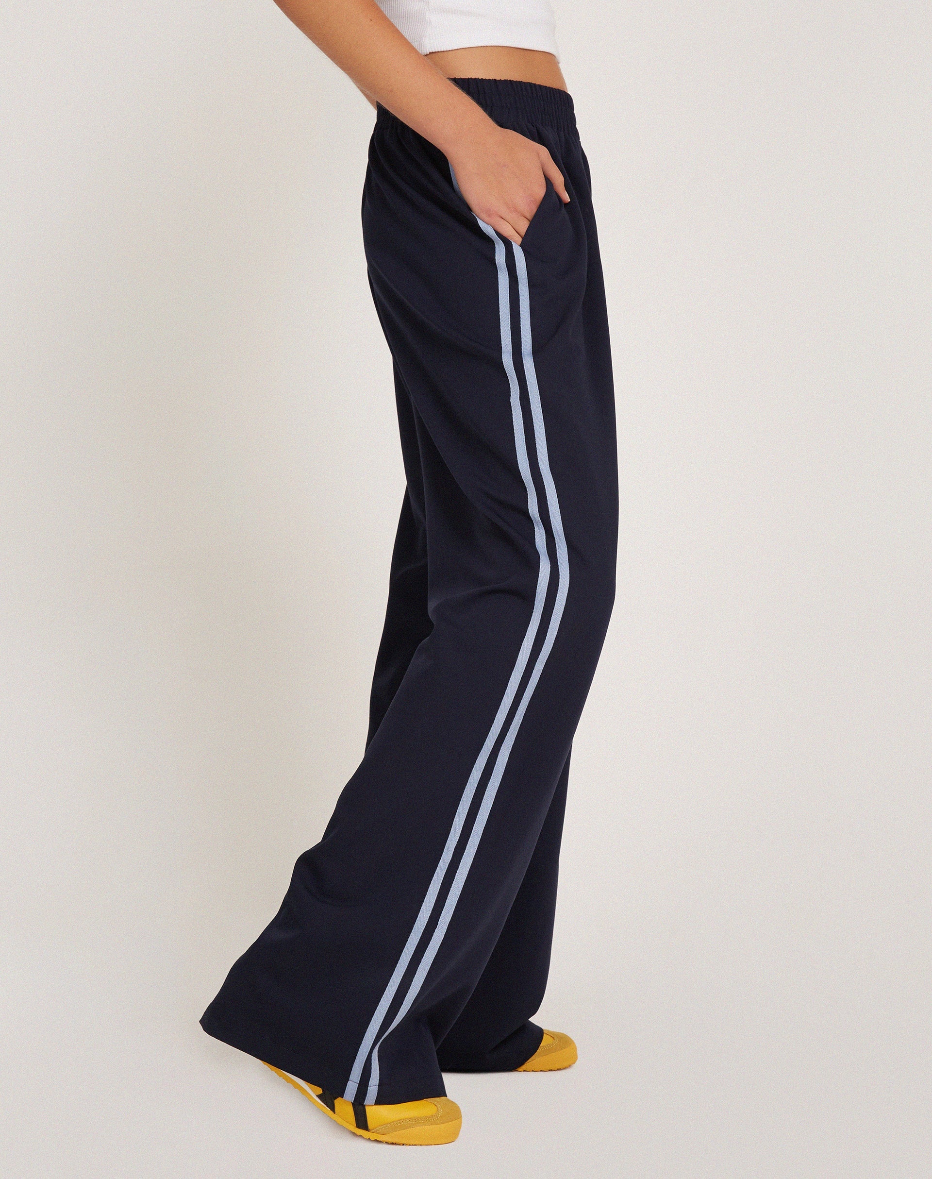 Buy Blue Slinky Wide Leg Co-ord Side Stripe Track Trousers from Next USA
