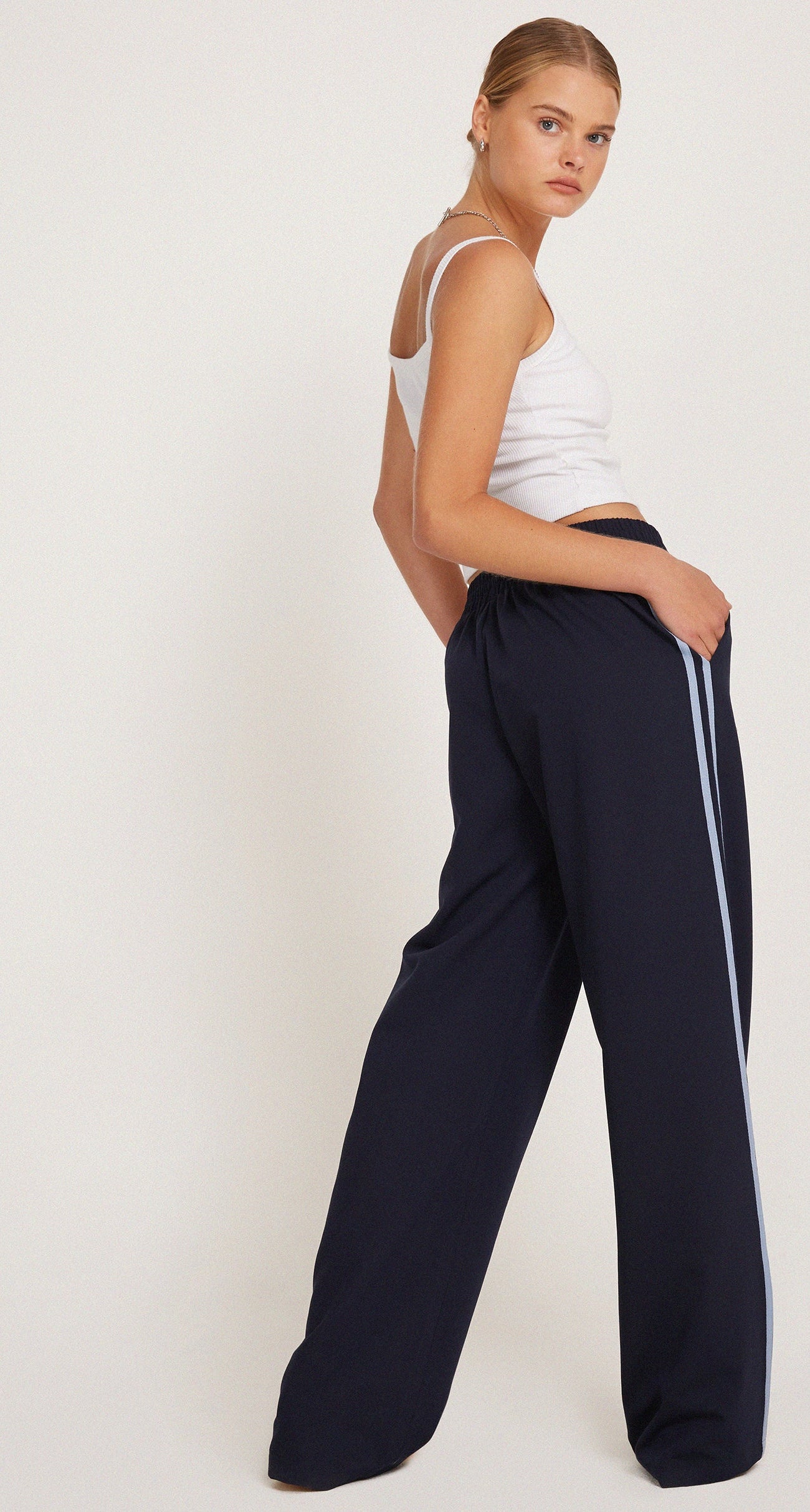 Bennett Trouser in Forest with Blue Stripe main image 0