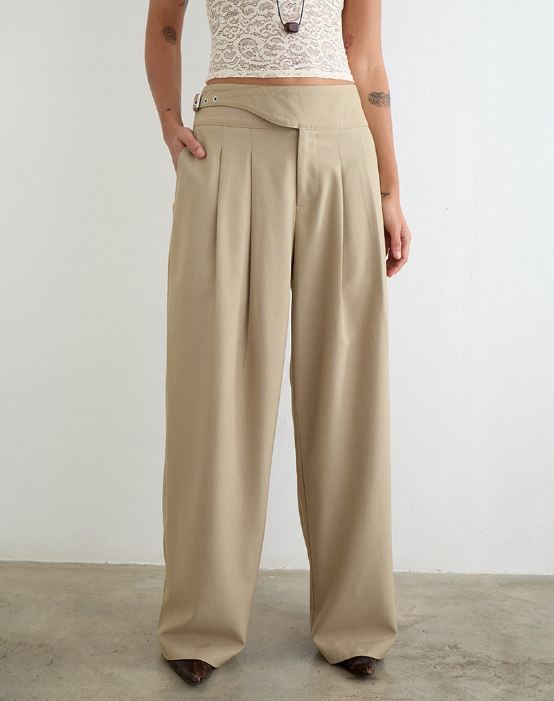Berdine Wide Leg Trouser in Tailoring Beige