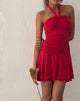 Image of Bibi Bandeau Halterneck Mini Dress in Red