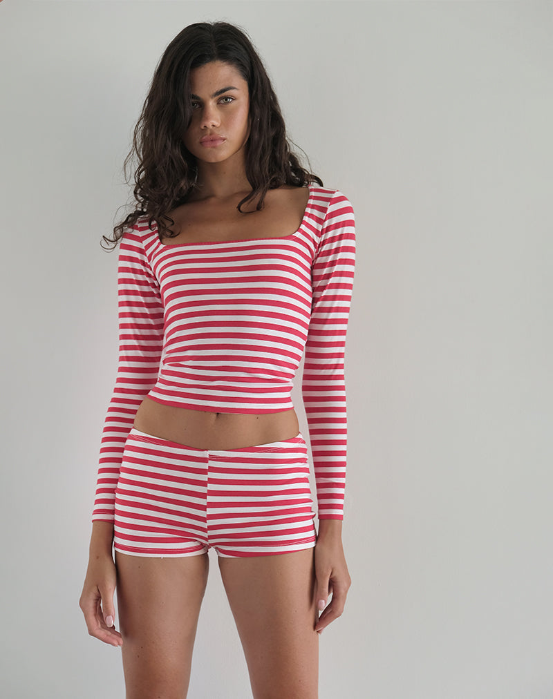 Eunia Shorts in Red and White Stripe