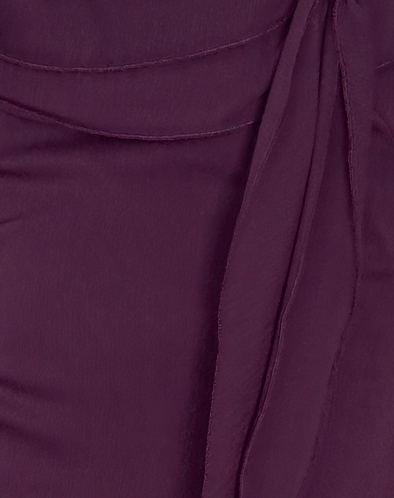 Binita Mini Dress In Chiffon Aubergine Binita Mini Dress In Chiffon Aubergine