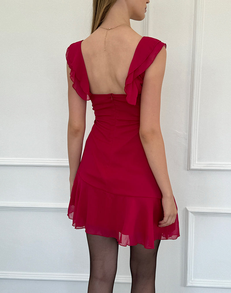binita mini dress in chiffon burgundy Binita Mini Dress in Chiffon Burgundy