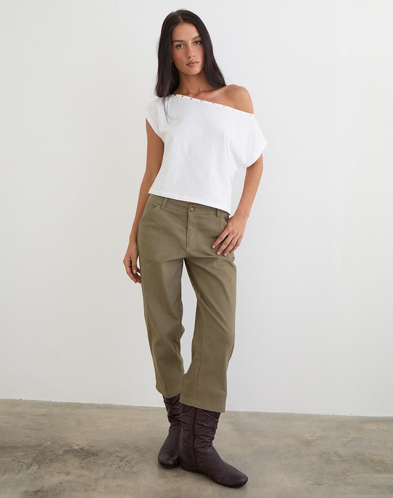 Image of Bizzy Top with Studded Neckline in Off White