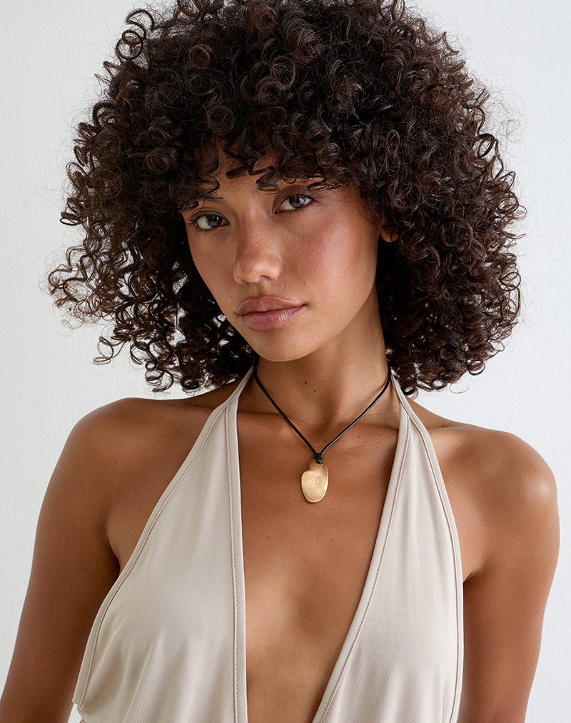 Image of Black Wrap Cord Necklace with Gold Plated Pendant