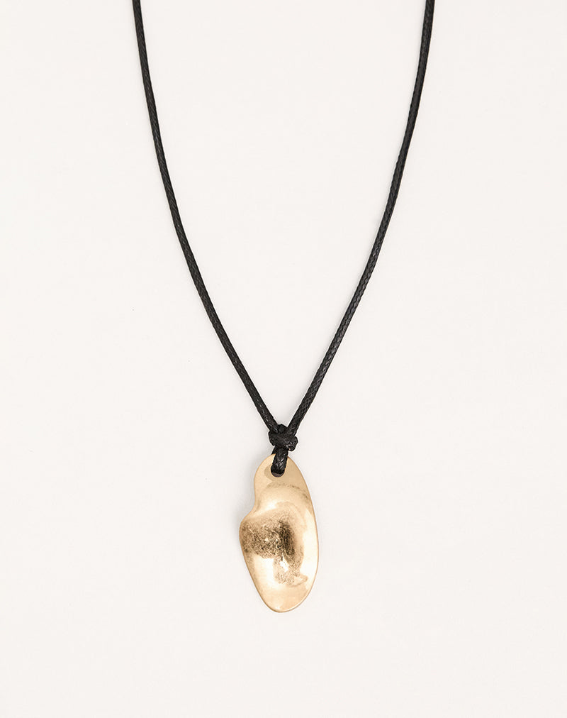 Image of Black Wrap Cord Necklace with Gold Plated Pendant