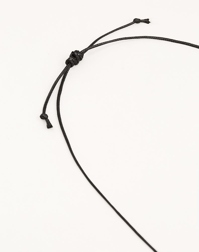 Image of Black Wrap Cord Necklace with Gold Plated Pendant
