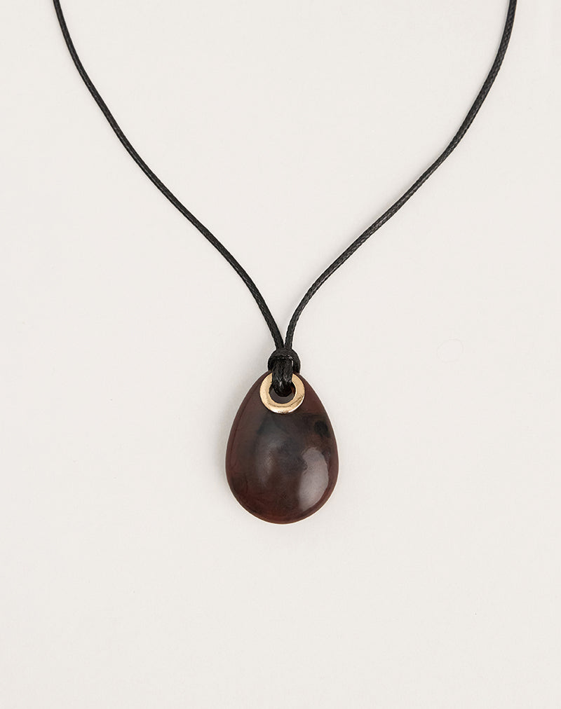 Image of Black Cord Necklace with Oval Pendant