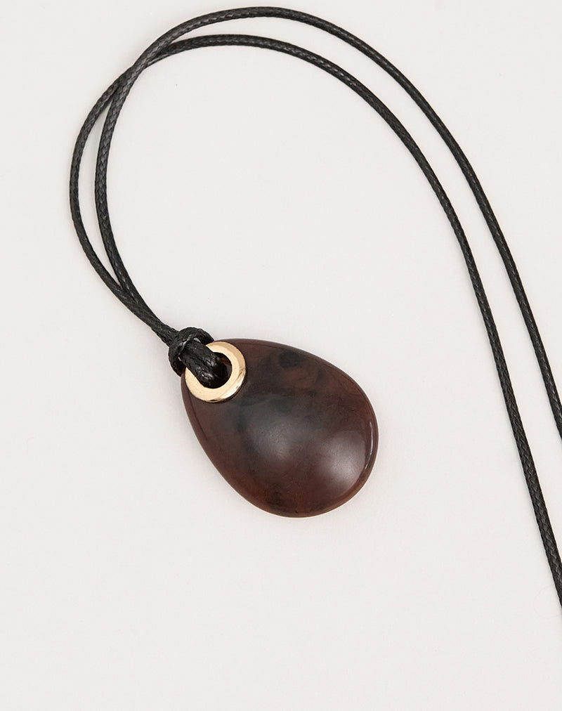 Image of Black Cord Necklace with Oval Pendant