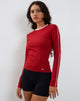 Image of Bonija Long Sleeve Top in Red with Pink Binding