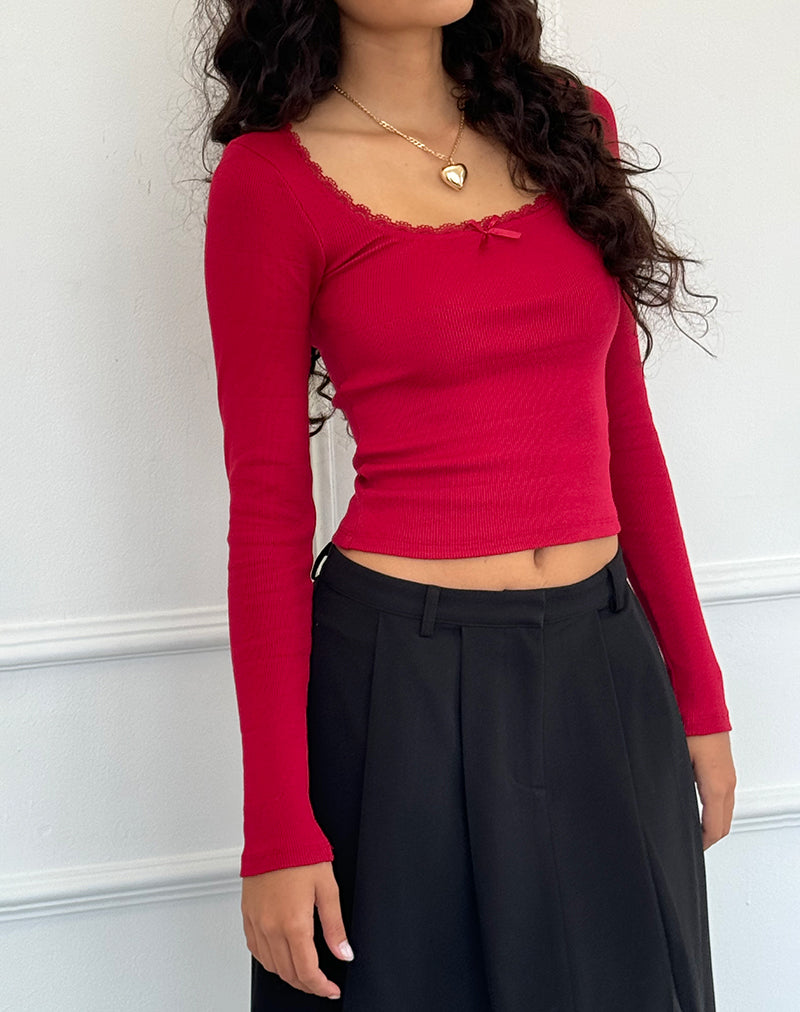 Adrenaline Red Crop Top with Pink Bows | Jiniso – motelrocks Adrenaline Red Crop Top with Pink Bows | Jiniso – motelrocks