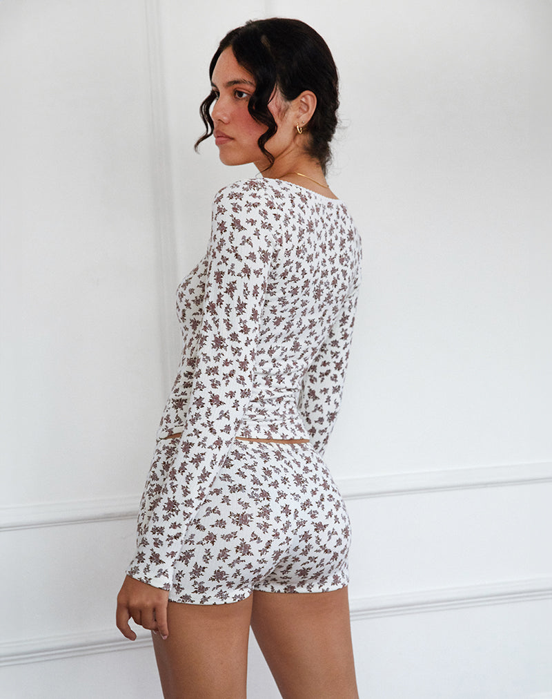 Image of Ritulia Ribbed Short in Ditsy Floral Cream