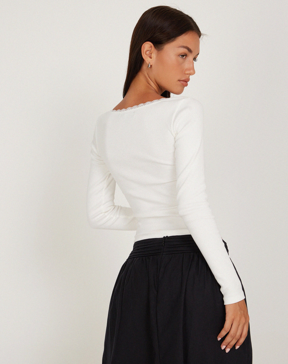 White Rib Long Sleeve Top | Bovita – motelrocks-com-us